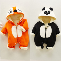 Baby jumpsuit Autumn and winter padded cotton male baby super-western style Hayi climbing suit Winter thin cotton out of the hugging clothes tide suit