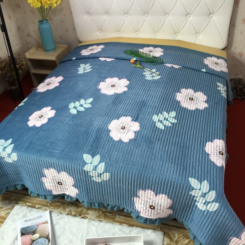 Pha lê nhung trải giường đơn mảnh chăn quilted quilted chăn AB bề mặt mùa đông chăn chăn