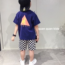 QUANKIDS Child short sleeve male and female child baby cute kangaroo tempera white purple round collar T-shirt