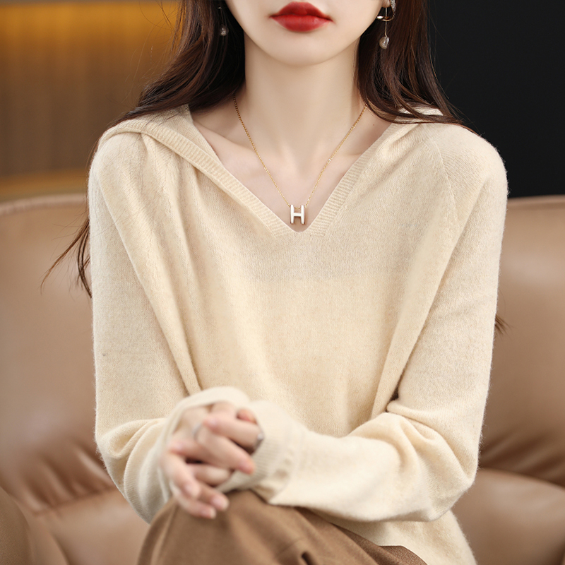 Hooded Knitwear for Women 100% Pure Wool Hoodie 2023 Spring and Autum Thin Hooded Knitwear Jacket New Sweatshirt Hooded Knitwear for Women 100% Pure Wool Hoodie 2023 Spring and Autum Thin Hooded Knitwear Jacket New Sweatshirt