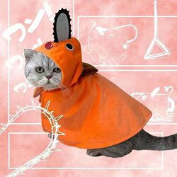 Chainsaw Man Pochita Pet Costume Cat Cosplay Cape Electric Pochita Puppy Coat Cloak Photo Shoot Outfit