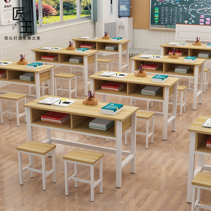 Manufacturer Direct Sales Customized School Double Training Table Study Desk Coaching Remedial class with drawer Elementary school table and chairs