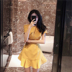 Phong cách châu Âu và châu Mỹ của phụ nữ khôn ngoan hút thuốc hoa chuông Pháp eo cao retro lưới đỏ nổ mô hình váy nhỏ màu đen váy Hepburn - Váy eo cao 	váy nhung xếp ly eo Váy eo cao