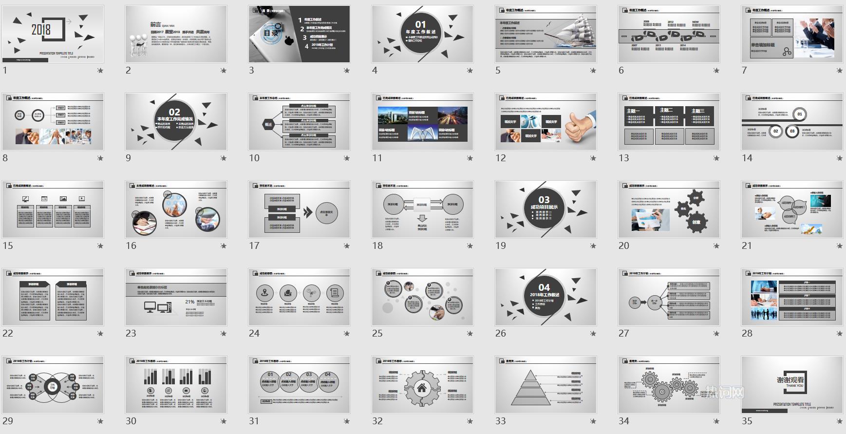 大气灰色年终报告PPT模板 网络干货