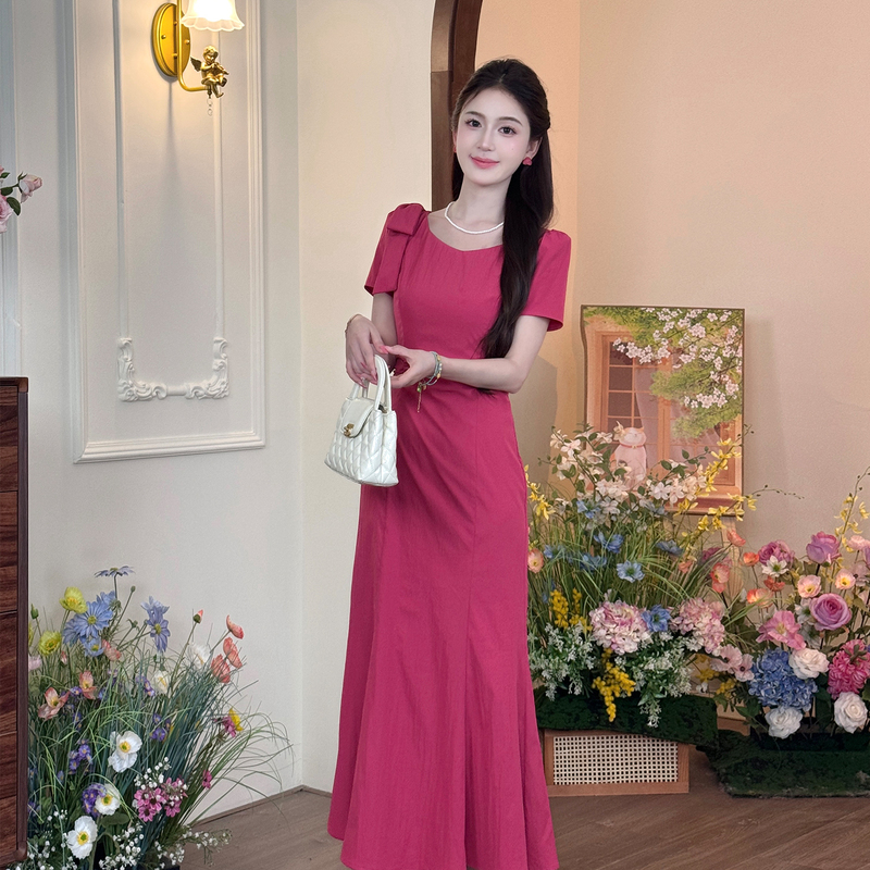 Lili Li Li【Raspberry Girl】French-Style Socialite Raspberry-Colored Fishtail Dress, Summer Style, Flattering and Elegant Dress Lili Li Li【Raspberry Girl】French-Style Socialite Raspberry-Colored Fishtail Dress, Summer Style, Flattering and Elegant Dress