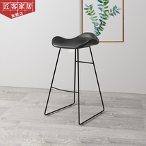 Nordic modern simple light luxury bar chair Net red petal bar chair creative restaurant soft bag leather bar chair high stool