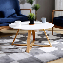 Nordic round living room solid wood coffee table simple round tea table modern small apartment Japanese creative White small coffee table round