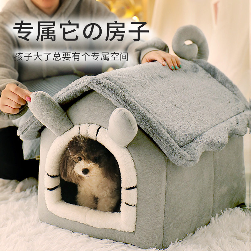 Winter pet house cohorts Totally Enclosed Cat Villas Nest Kennel Kennel Cowl Cat Bed Cats Small And Medium Kennel Kennel