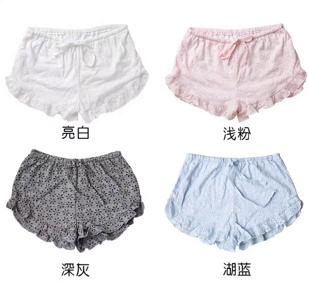 Gỗ Bọ Cạp Nhật Bản mùa hè kẻ sọc mỏng cotton nữ nhà quần short in đồ ngủ phụ nữ quần short mùa hè quần ống suông nữ