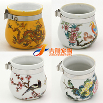 Bird food Cup ceramic pot Jingdezhen bird tank anti-splashproof large thrush bird water cup water tank bird cage accessories