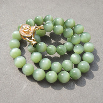 Dialect Hetian jade boutique collection wearable grade Russian old pit material jasper cats eye card 10mm multi-circle bracelet R1