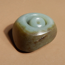Stunned by dialect Hetian jade boutique features Xinjiang Yulong River sugar-skinned blue jade seed material 21mm jade cong finger X5