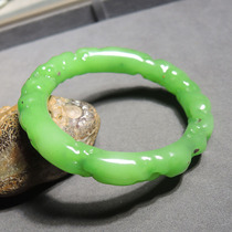 Shocking dialect old Russian material unstructured Ulan Hai Nong fruit green jasper 58mm Taihu stone enamel inlaid bracelet R1