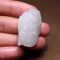 Explosive Buying Words Hetian Jade Boutique Features Qinghai Old Material Smoked Purple and White Jade Two-color Pretty Carved Buddha and Demon Pendant N3