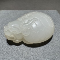 Stunning Dialect Fine Hetian Jade from Xinjiang and Suet Grade Delicate and Nearly Structureless Dragon Turtle Pendant Handle S