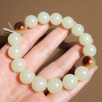 Heavyweight Dialect Hetian Jade Collection Grade Xinjiang Old Ripe Red Skin White Jade Seed Material 12mm Round Bead Bracelet X2