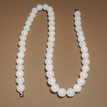 Dialect brand Hetian jade wearing grade Qinghai Laokeng ice bottom white jade 10mm round bead lady necklace h4