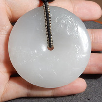 Stunned dialect Hetian jade boutique wearable grade delicate and moist Qinghai material smoke purple safety buckle pendant x7