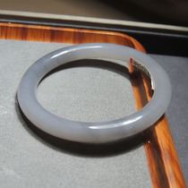 Dialect Hetian jade boutique Qinghai material ice bottom smoke green violet inner diameter card 57mm formal bracelet R1