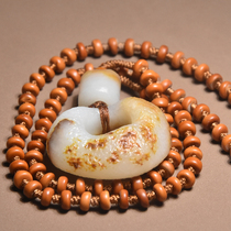 Shocking dialect collectible Russian characteristic picture jade white jade seed material old light craft jade cong pendant A8