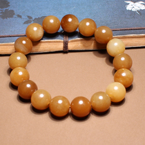 The dialect brand Hetian jade boutique grade Xinjiang brown sugar card 12mm round bead bracelet N