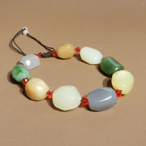 Explosive Buying Words Hetian Jade Boutique Xinjiang Sugar Jade Jasper Topaz White Jade Colorful Multi-treasure Accompanying Bracelet X6