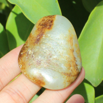 The best quality dialect Hetian jade features Xinjiang old ripe crispy autumn pear skin yellow cinnamon seed material raw stone toy material A1