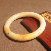 I was stunned by the dialect brand Hetian jade boutique with huge leakage Tanghe material yellow Qin skin white jade seed material round bracelet h0