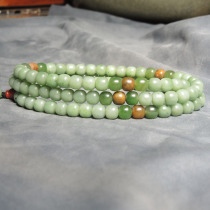 Featured dialect Hetian jade collection grade Xinjiang Huangqin leather jasper seed material card 8mm old bead bracelet handheld R1