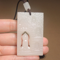 Stunned by dialect Hetian jade and unstructured mutton fat white jade enlightenment old light craft Ping An brand pendant h0