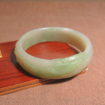 I was stunned by the dialect Hetian jade collection-grade characteristic Qinghai material blue and white jade with emerald green color that lasts for many years h0