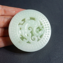 Hot dialect boutique Hetian jade collection grade high-fat waxy Russian material with jade characteristics carved antique dragon belt buckle X2