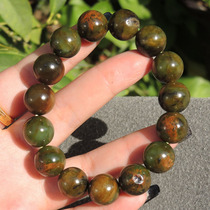 Stunned with dialect and Hetian jade characteristics Xinjiang patinated earthy yellow Qinpi jasper seed material card 14mm bracelet bracelet R6