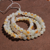 Hi Fantian Dialect Hetian Jade Boutique Collection Xinjiang Old Ripe Red Gold Skin White Jade Seed Material 6mm Round Bead Necklace O