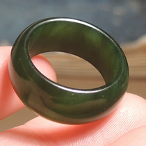Browsing the screen dialect Hetian jade boutique Russian material Laokeng jasper Zhengyang green Ruyi pattern 17mm ring trigger h4
