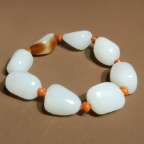 High-quality dialect Hetian jade collection grade Xinjiang high-fat waxy and powdered sugar mutton fat white jade shaped raw stone bracelet X6