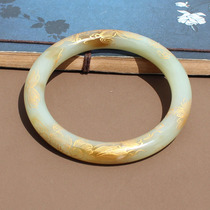 The dialect and Hetian jade from Xinjiang are popular. The exquisite sugar white jade with gold tracing technique and inner diameter of 57mm is a fine bracelet N.