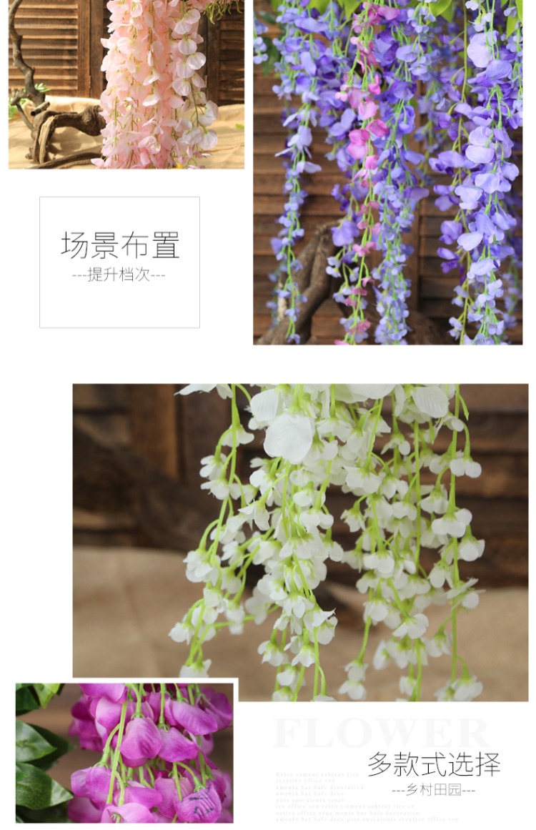 Mô phỏng Hoa Wisteria Hoa giả Hoa violet Trần Hoa Vine Trong nhà Trang trí tiệc cưới Mây nhựa Hoa thùng Cây nho - Hoa nhân tạo / Cây / Trái cây lan giả hạc đột biến