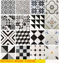 Nordic black and white geometric tile tile indoor antique brick 600 toilet non-slip balcony wall tile