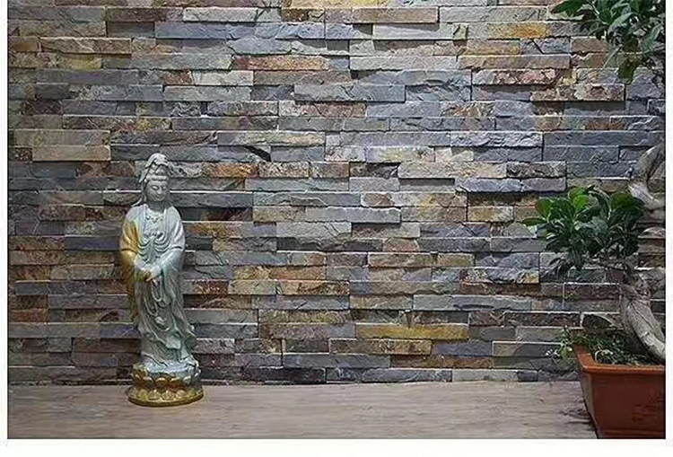 Custom Natural Stone Villa Courtyard Culture Stone TV Background Wall Flowing Water Stone Retro External Wall Brick