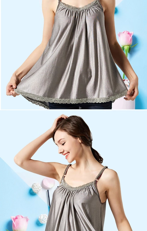 Bộ đồ bà bầu phù hợp với mùa thu và mùa đông bằng bạc sợi áo yếm đến công sở phụ nữ mang thai Bộ đồ phóng xạ mặc bốn mùa
