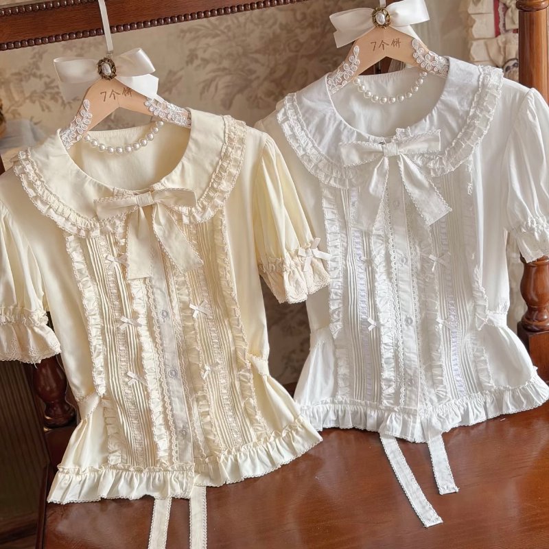 【In Stock】｜Summer of the Organ｜Pure Cotton Lolita Shirt Short Sleeve Summer Style