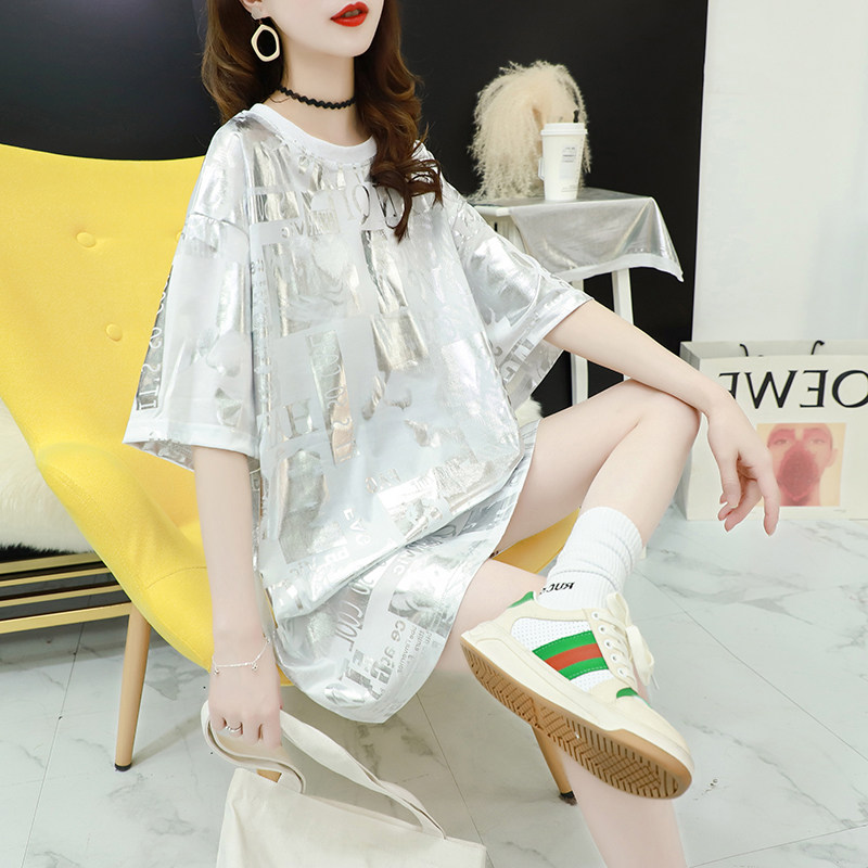 Summer dress 2022 Red women loose tops to cover Han Edition bright sleeve T - shirt in pure cotton in super - fire half sleeve