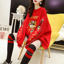 2021 new maternity clothing long sleeve Fashion Net red loose sweater Belly Belly Korean red pregnant womens coat
