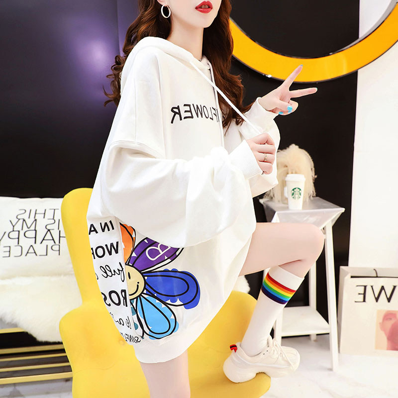 2021 New Year Hooded large size pregnant women loose top belly cover Korean version of the top 200 pounds of women's coat sweater women