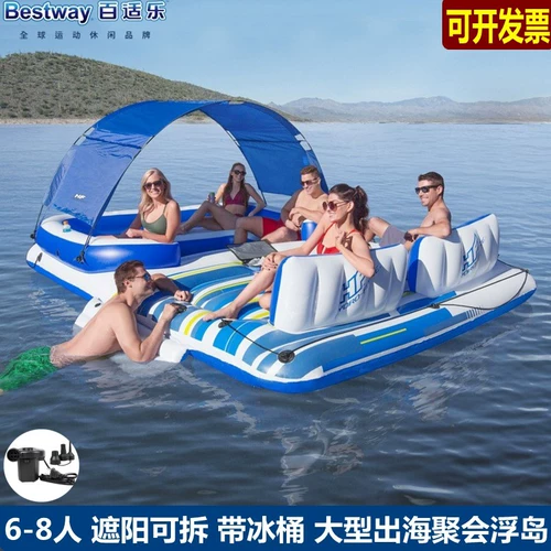 Подлинные крупномасштабные водные единороги для взрослых надувные плавающие островные повседневные дрифты 6-8 человек тень плавучий кровать