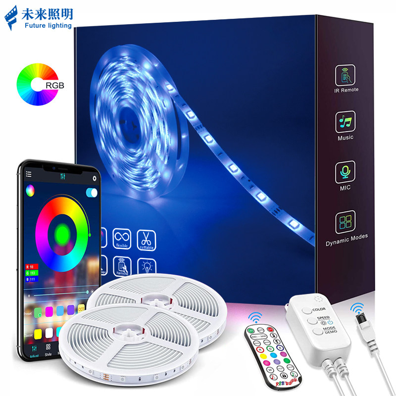 藍牙RGB聲控燈帶 智能音樂感應LED燈條 12V低壓防水APP控制裝飾燈