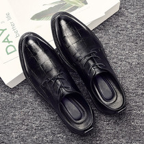 Mens leather shoes 2022 winter new trendy leather all-match wear-resistant business casual shoes Korean version pointed toe shoes for men