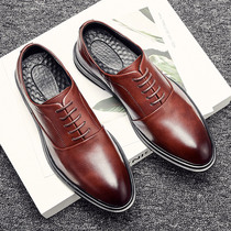 Leather shoes mens British casual shoes mens business suits all-match trend winter new handsome soft leather heightening mens shoes