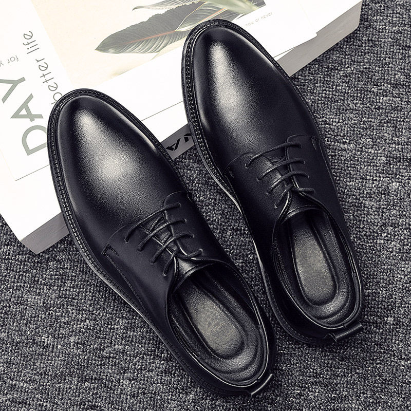 Leather shoes men's new trend British business suit men's leather casual shoes winter plus velvet soft-soled suit shoes